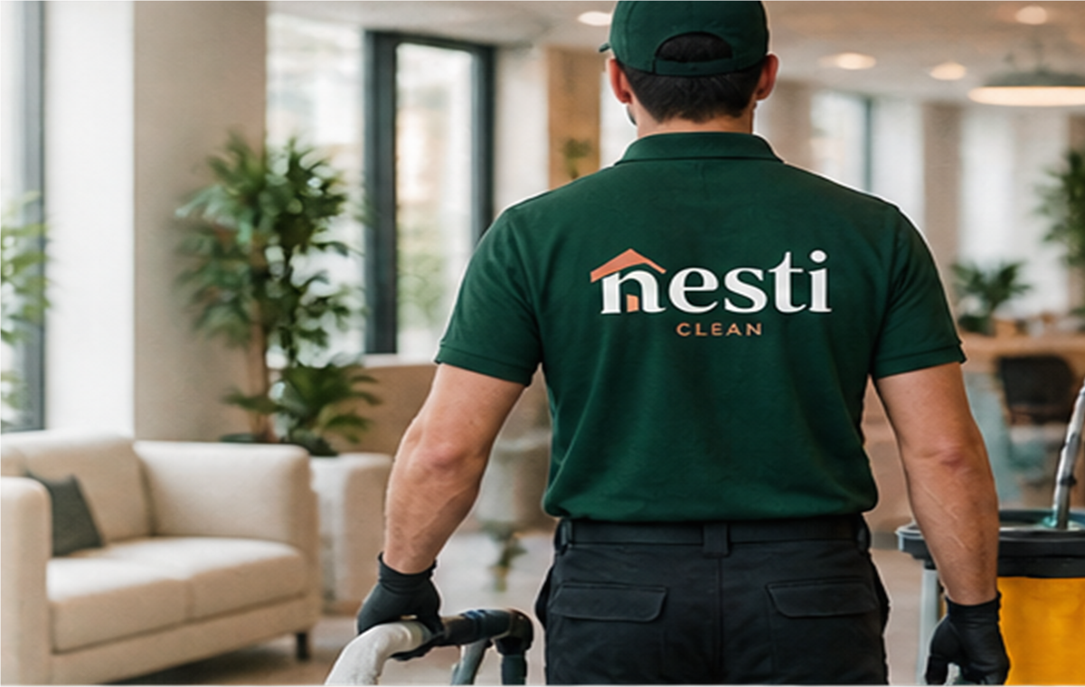 Agent Nesti Clean dans un espace professionnel entretenu